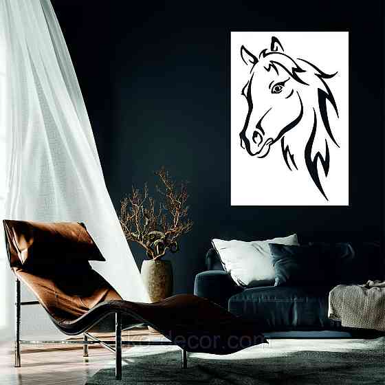 Декоративное настенное Панно «Лошадь», Декор на стену 90*61 см, Белый Киев