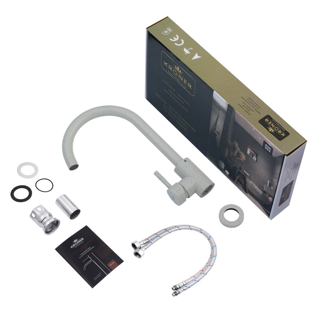 Змішувач для кухні Kroner KRP Edelstahl Klassisch - GRA035 білий пісок Київ - фото 7