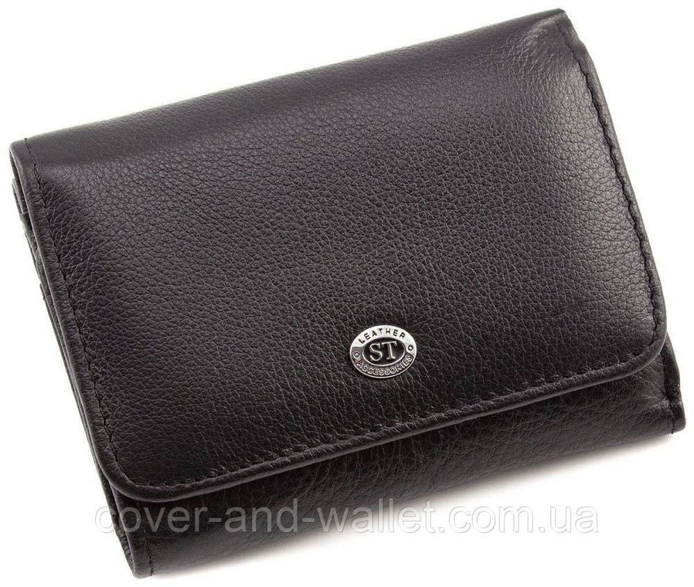 Маленький женский кошелек из натуральной кожи цвет черный ST Leather Киев - изображение 3