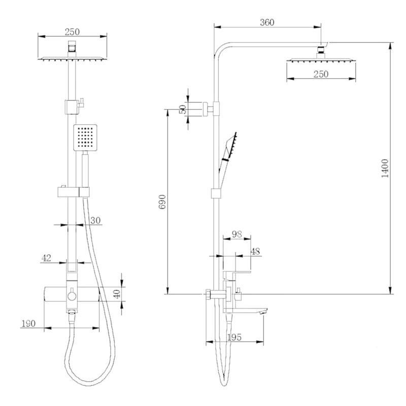 Душова система зовнішнього монтажу Lidz (NKS) 10 30 1005 сатин Київ - фото 2