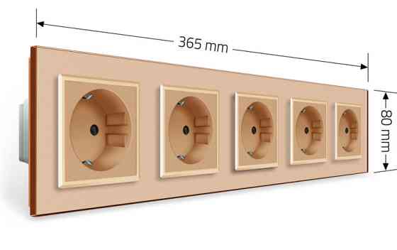 LIVOLO П’ятимісна електрична розетка з заземленням LIVOLO, золота, скляна рамка, шторки, 250В 1 Коломия