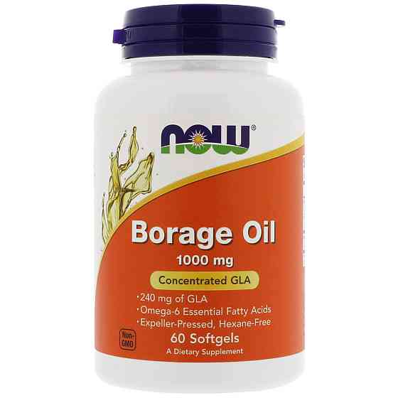 Масло огуречника (Borage Oil), Now Foods, концентрация ГЛК, 1000 мг, 60 гелевых капсул Луцк