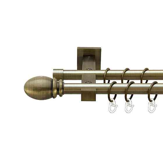 Карниз Orvit Белуно металевий дворядний техно гладка труба кільце металеве Антик 19\19 мм 160 см (00-00026882) Львів