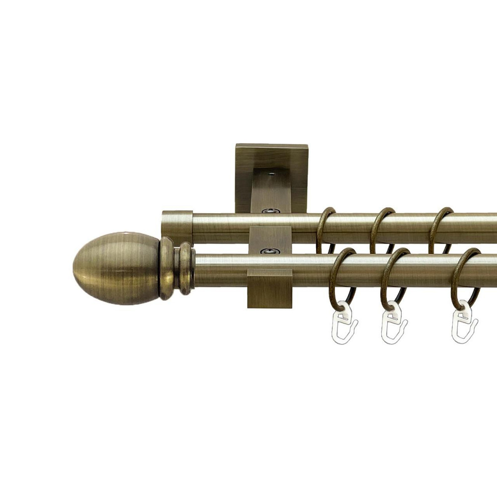 Карниз Orvit Белуно металевий дворядний техно гладка труба кільце металеве Антик 19\19 мм 160 см (00-00026882) Львів - фото 1