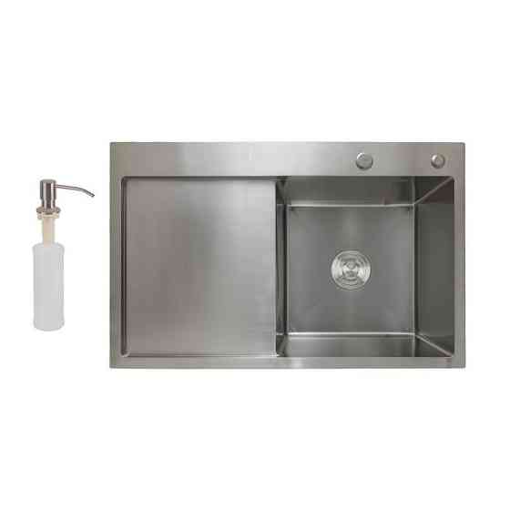 Мийка для кухні інтегрована Lidz Handmade H7849L крило зліва (LDH7849BRUL45592) Brushed Steel 3,0/1,0 мм Київ