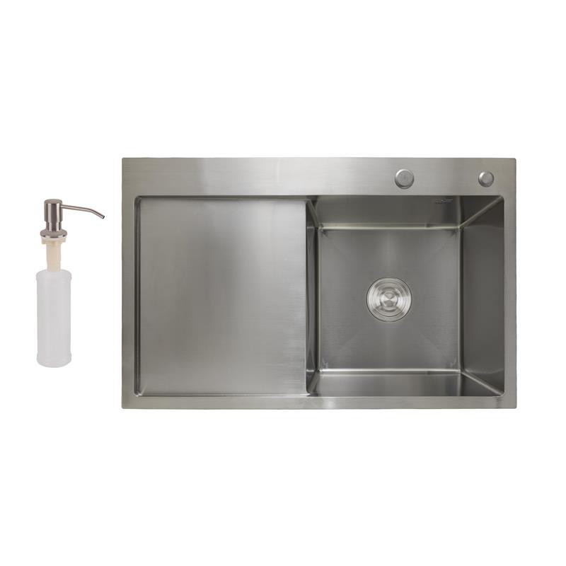 Мийка для кухні інтегрована Lidz Handmade H7849L крило зліва (LDH7849BRUL45592) Brushed Steel 3,0/1,0 мм Київ - фото 1