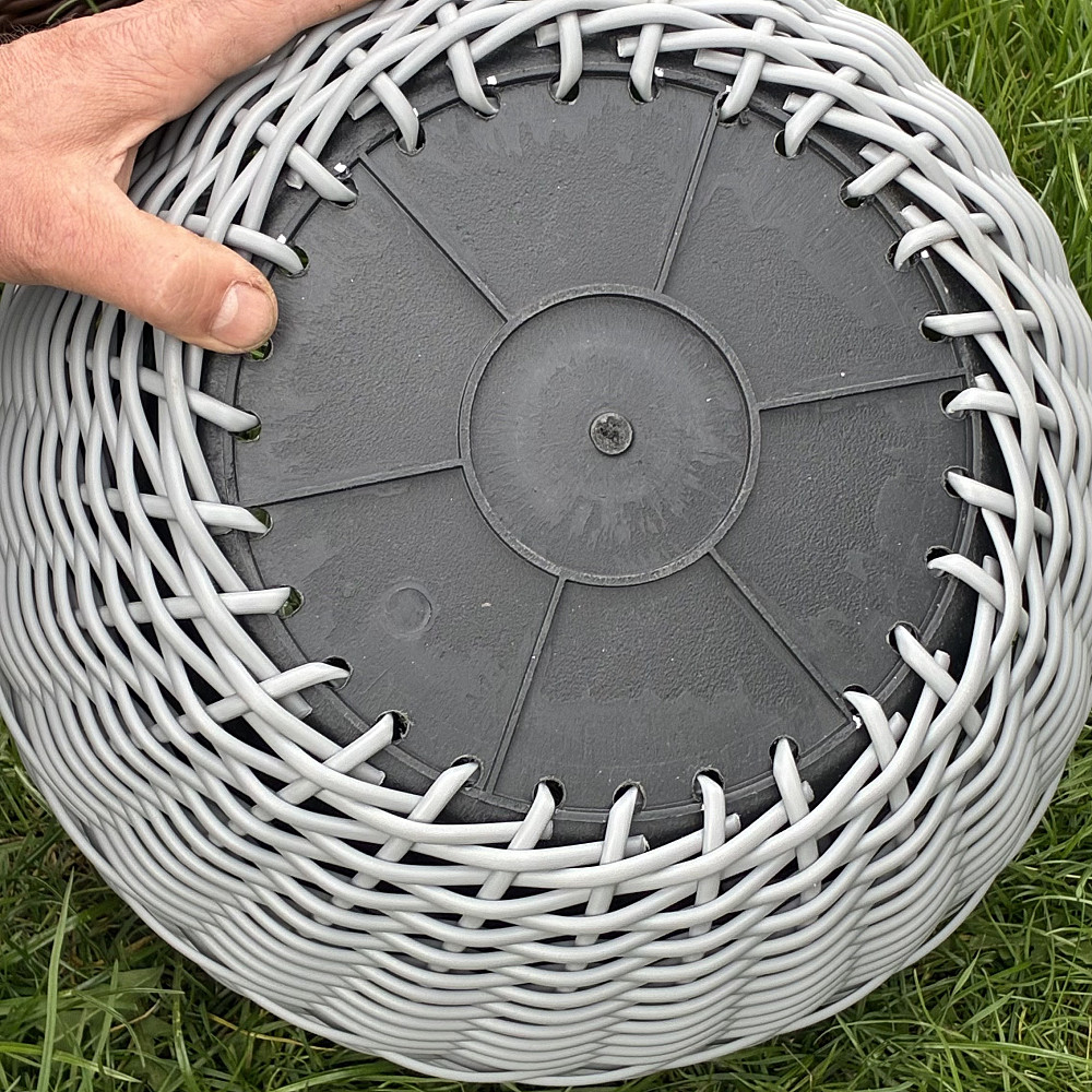 Кашпо з ротангу 12 л (ручна робота), стильний горщик для квітів - cірий кварц з косичкою Киев - изображение 3