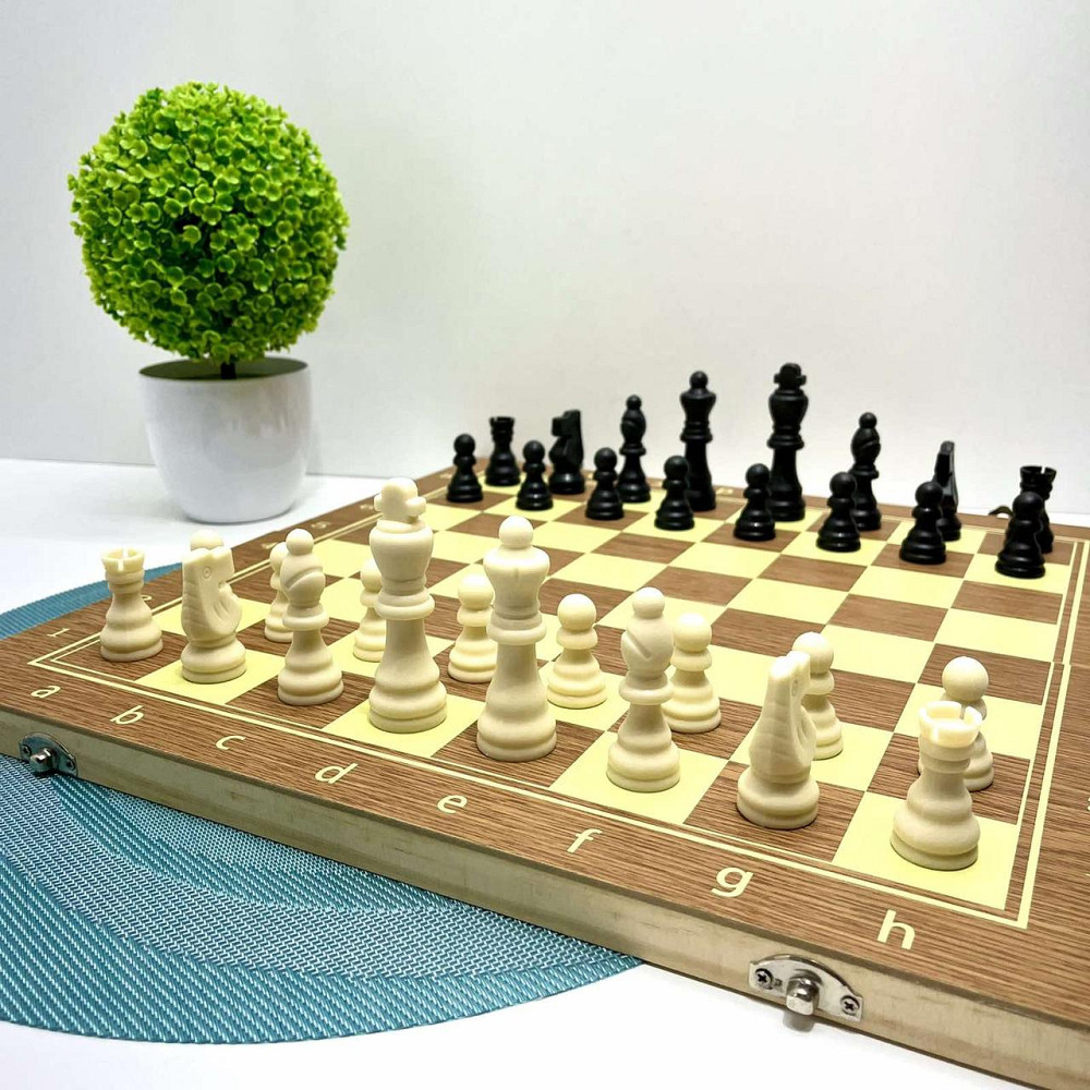 Шахи набір 3 в 1 нарди шашки дерев'яна дошка (QP002) Чернігів - фото 6