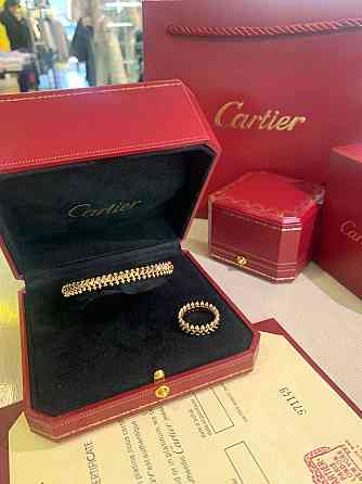 Cartier Комплект: зубчики кільце та браслет / Cartier кільце та браслет у лимонному золоті Одеса
