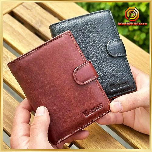 Чоловіче портмоне з натуральної шкіри, чорний чоловічий гаманець HORTON Шкіряний гаманець чоловіче портмоне зі шкіри Київ - фото 1