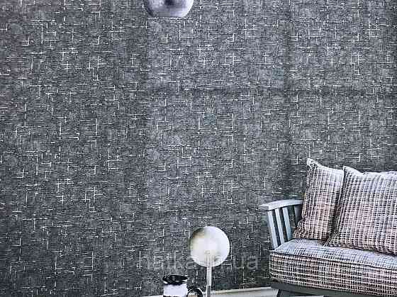 Шпалери вінілові на флізеліні Zambaiti ABITAT Італія 0.53х10 геометрія світло-сіра металік срібло Київ