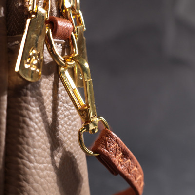 Сумка Vintage Трапеція жіноча з натуральної шкіри Бежева (22271) Вінниця - фото 5