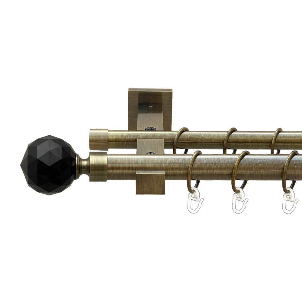 Карниз Orvit Люміера Неро металевий дворядний техно гладка труба кільце металеве Антик 25\19 мм 240 см (00-00026018) Львів - фото 1