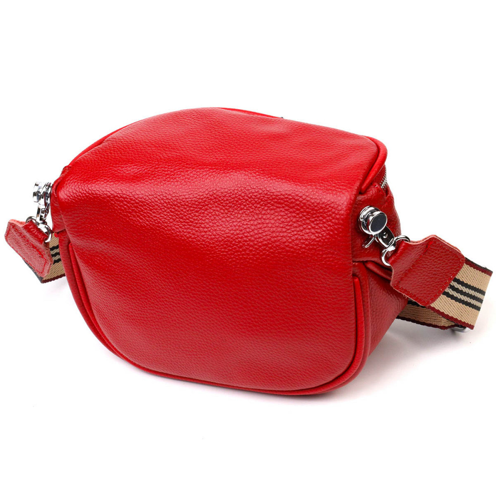 Жіноча напівкругла сумка через плече з натуральної шкіри 22081 Vintage Червона Київ - фото 2