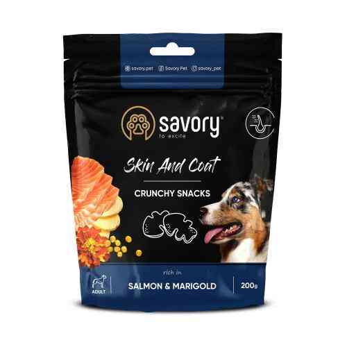 Хрусткі ласощі Savory для здоров'я шкіри та шерсті собак, лосось та чорнобривці, 200 г Київ