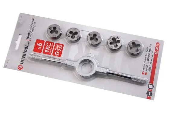Набір плашок Intertool (6 ед.) M4-М10 Вінниця