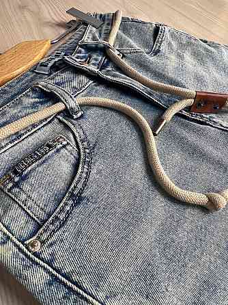 Джинсы женские Dicesil 9157 Mom jeans comfort высокая талия стрейчевые ремень веревка светло голубые Одесса