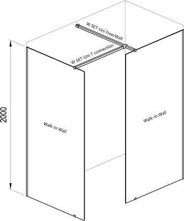 Неподвижная стенка Walk In Wall- 100 v.200 Полир. алюм. Transparent Киев