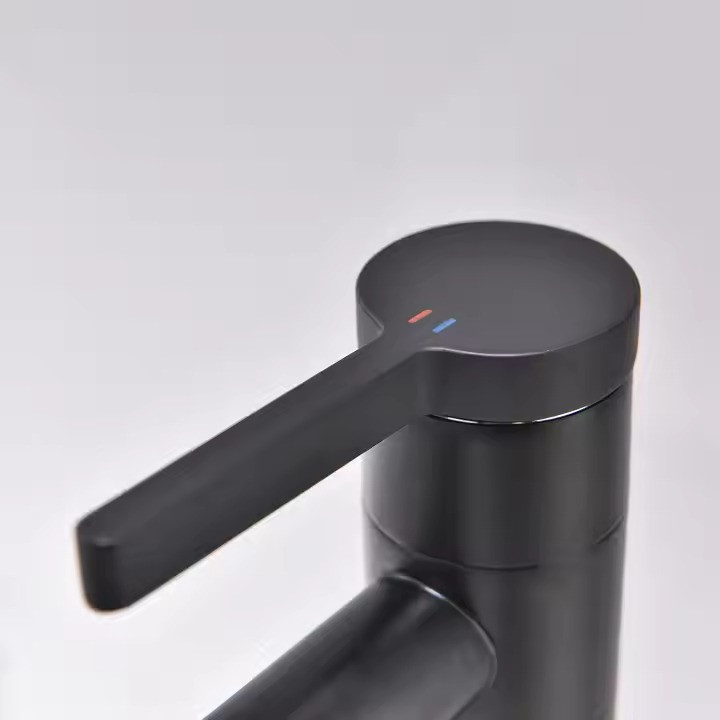 Змішувач для раковини, умивальника одноважільний з латуні, чорного кольору Кам'янець-Подільський - фото 5