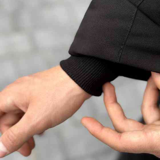 Парка чоловіча зимова з капюшоном чорно-сіра Pobedov Alpina Київ