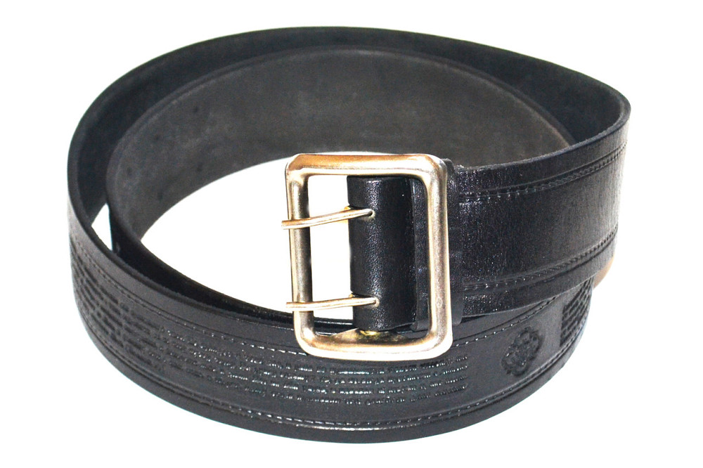 Ремень портупея кожаный с молитвами снаружи чёрный, ширина 50мм, длина Одесса - изображение 3