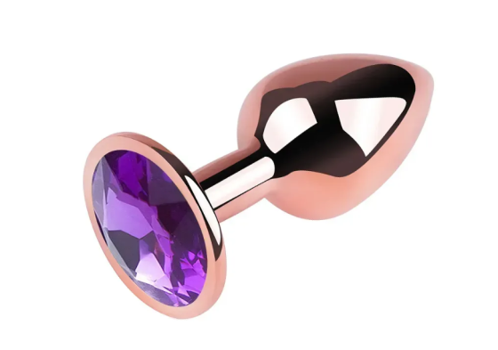 Анальна пробка із кристалом EGZO - Rose Gold Round Plug Purple size S Sex Aura Київ