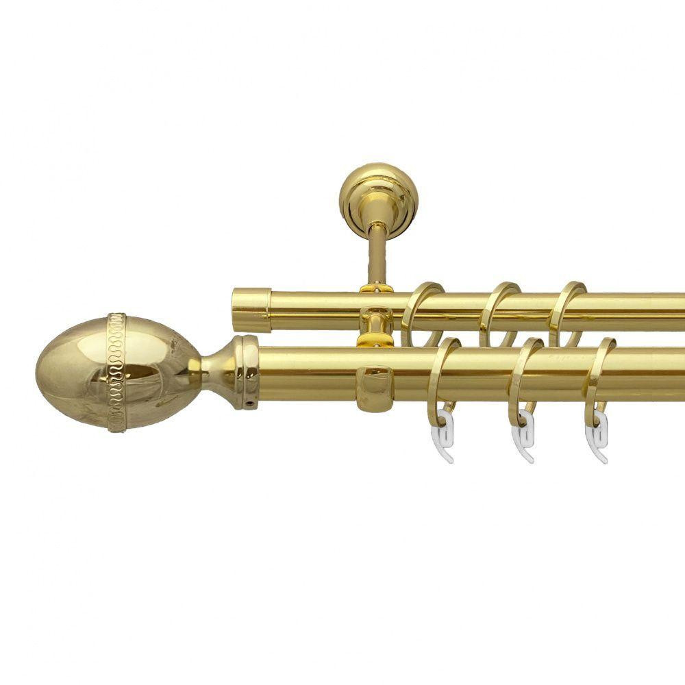 Карниз Orvit Фарже металевий дворядний відкритий гладка труба кільце фасонне металеве  Золото 25\19 мм 200 см (7035600) Львів - фото 1