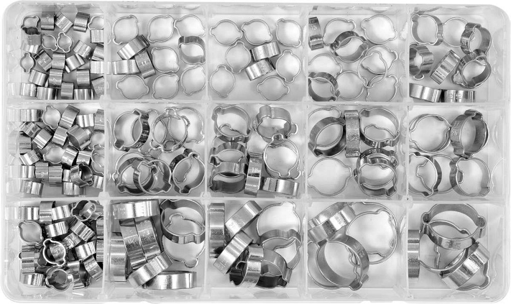 Хомути плавні з 2-ма вушками до шлангів YATO різних розмірів Ø= 5- 27 мм, 175 шт. [10] Одеса - фото 1