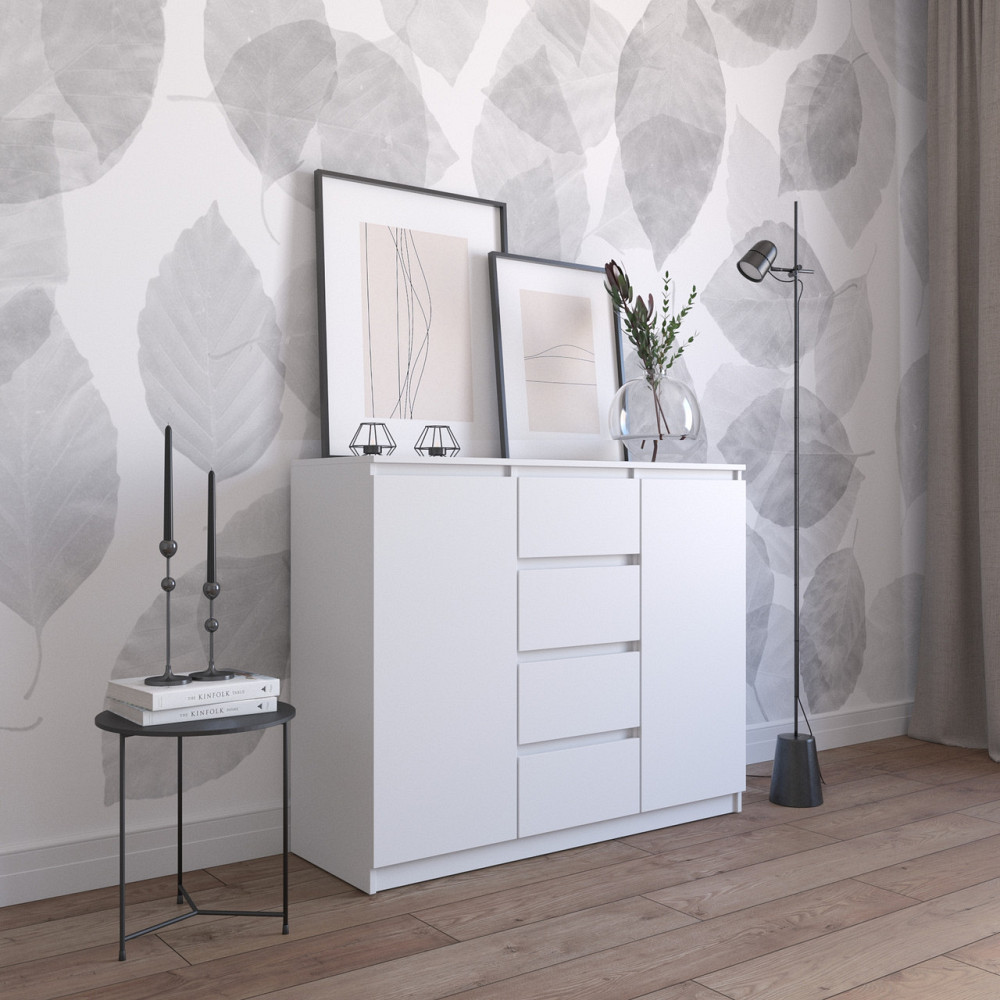 Комод VAYS R-11, 4 шухляди та 2 відділення з полицями, без ручок, ЛДСП, 120×40×98 см - для спальні, вітальні, передпокою Львів - фото 1