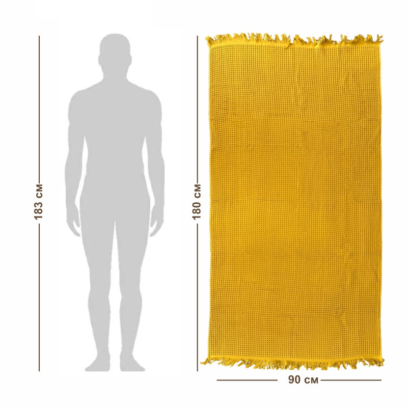 Вафельний рушник Lovely Svi - бавовна-  для ванної, готелів, спа - XXL 90х180 см -Жовтий (402437) Київ - фото 4