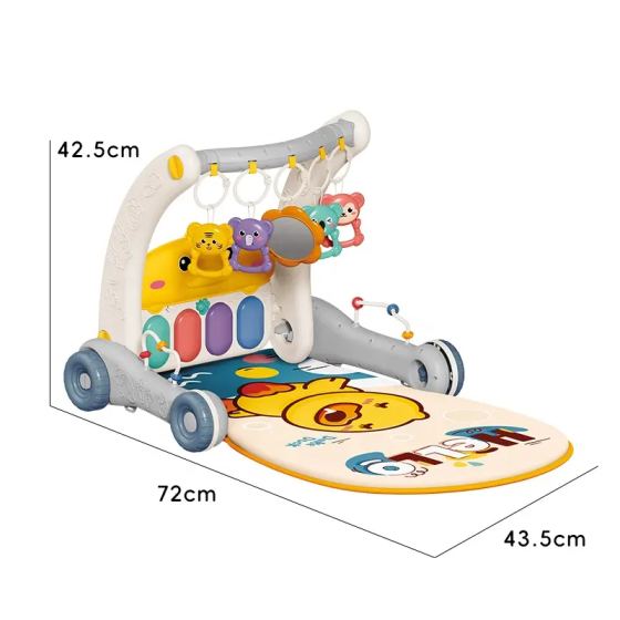 Музыкальный игровой коврик-ходунки с пианино, игрушками и зеркальцем, 2в1, голубой Каменец-Подольский