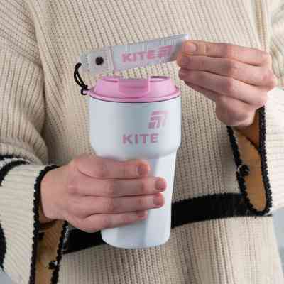 Термокружка Kite 450 мл біло-рожева (K25-1220-3) Вінниця