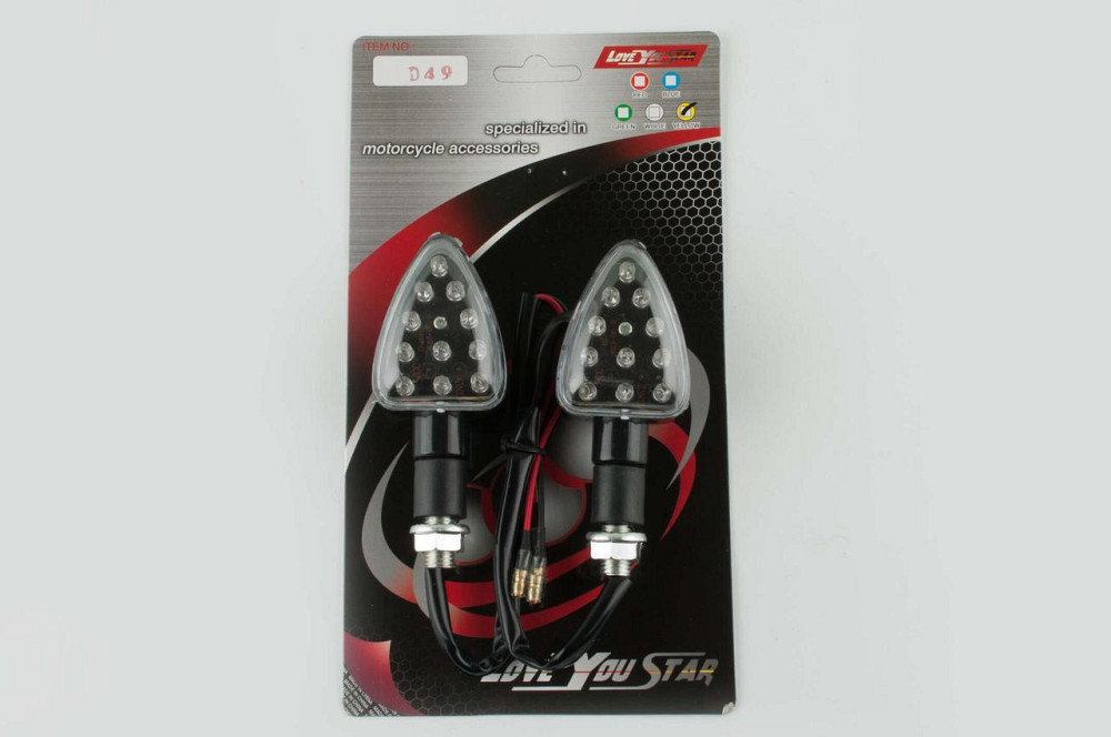 Повороты светодиодные, лодочка (пара) (15 LED, черные, белое стекло) ST Мукачево - изображение 1