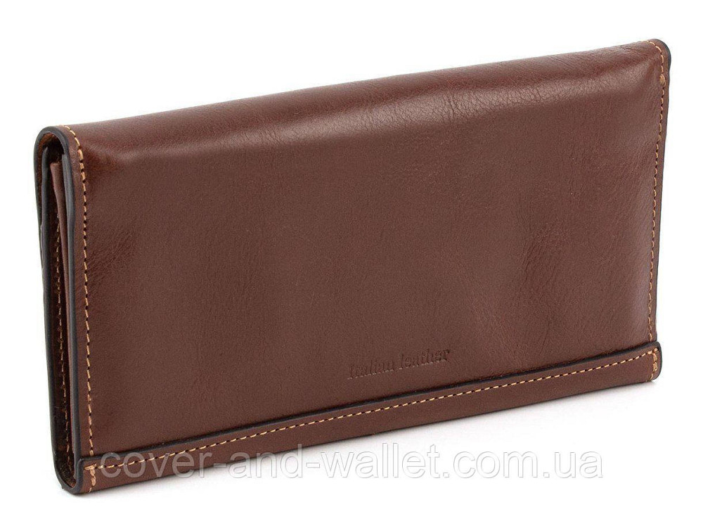 Коричневий гаманець великого розміру з гладкої шкіри на магнітній застібці Grande Pelle Festa 513623 Київ - фото 6