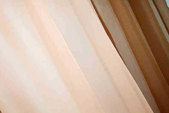 Кухонные шторы VR-Textil № 017к комбинированные с подвязками коричневый с персиковым 265х170 см (50-776) Киев