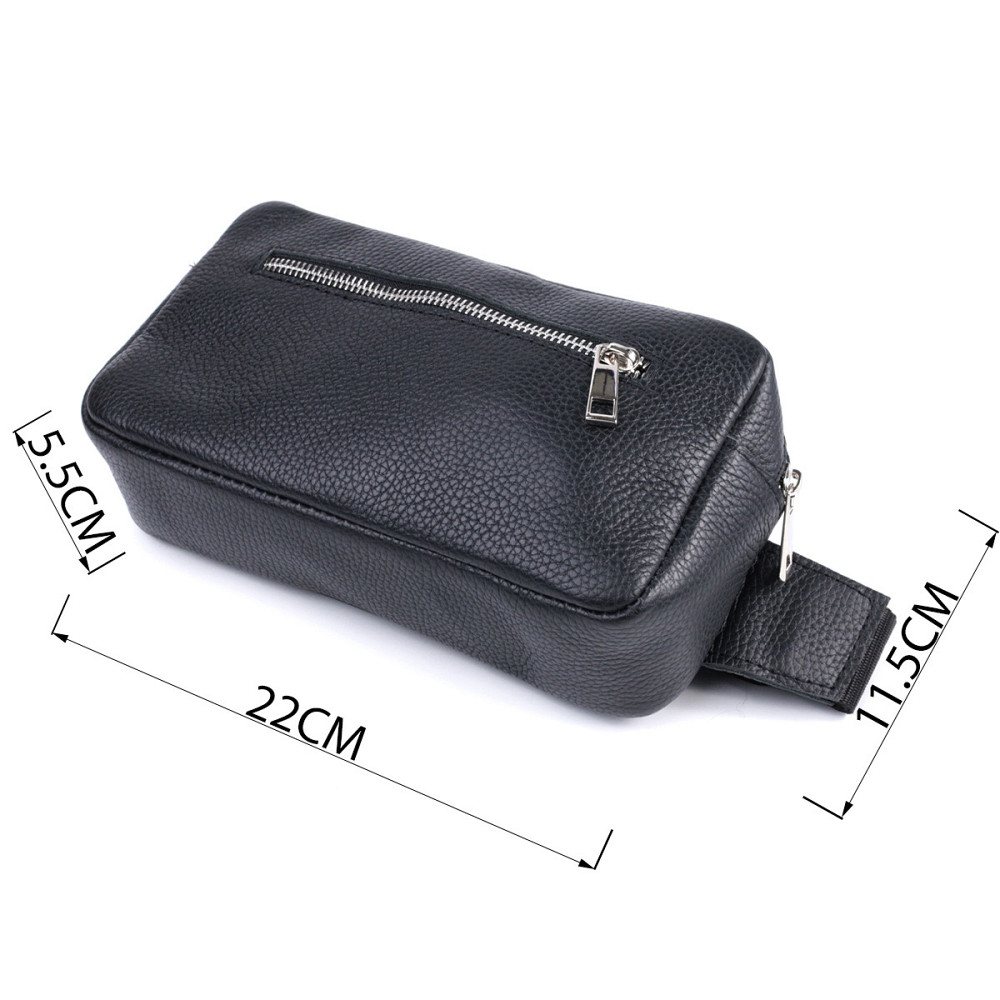 Чоловіча сумка-бананка з натуральної шкіри флотар Shvigel 22826 Чорна Київ - фото 9