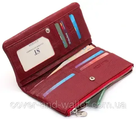 Тонкий пудровий жіночий гаманець купюрник із шкіри ST 009 Київ - фото 2