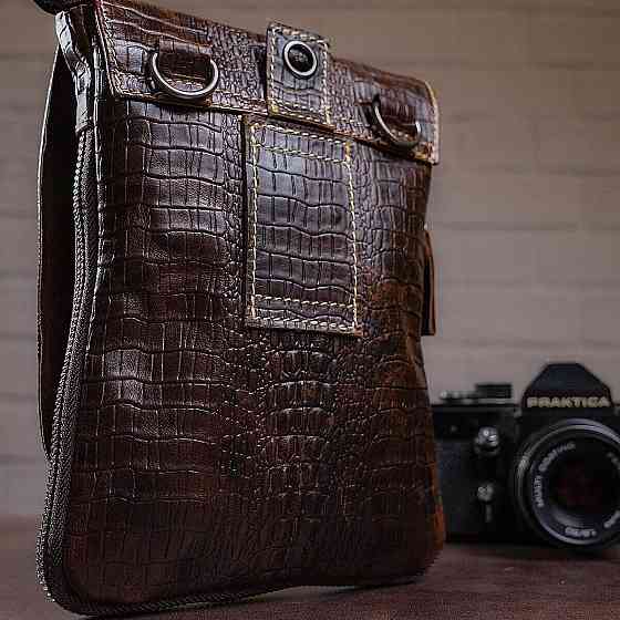 Сумка-мессенджер тиснение под экзотику Vintage 20038 Коричневая Киев