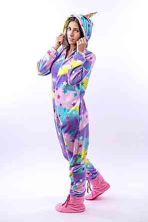 Детская пижама-кигуруми Единорог детский и подростковый, пижама - комбинезон на молнии сиреневый топ 158 Киев