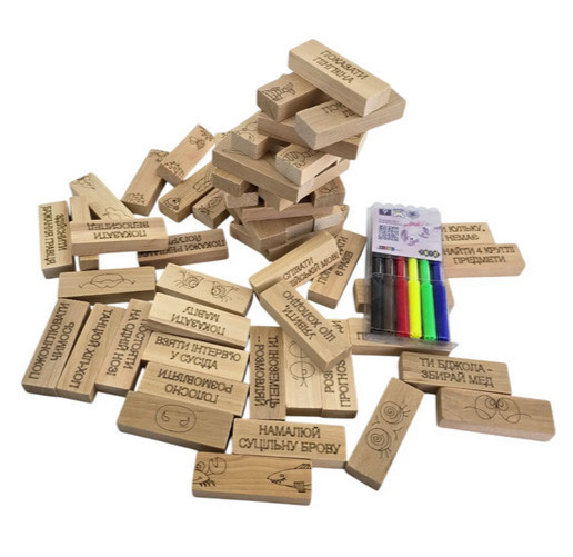 Дженга англійською 60 брусків +фломастери Київ - фото 1