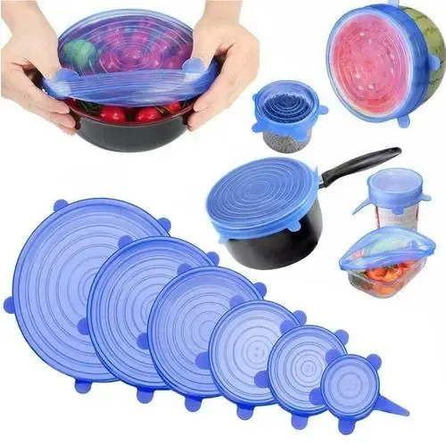Набор силиконовых крышек, пленок для хранения продуктов Silicon Lids 6 штук Коломия - фото 1