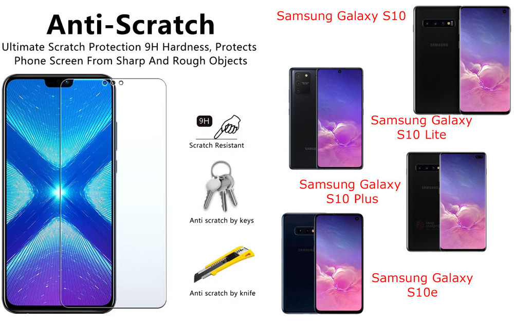 Защитное стекло NeoGlass для Samsung Galaxy S10, S10 Lite, S10 Plus, S10е – ультрапрозрачное и устойчивое Киев - изображение 1