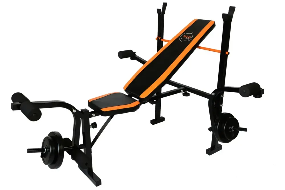 Лавка для жиму з тренажерами + 4 грифа + блінами 80 кг Гантелі, гирі, штанги та диски комплект Київ - фото 3