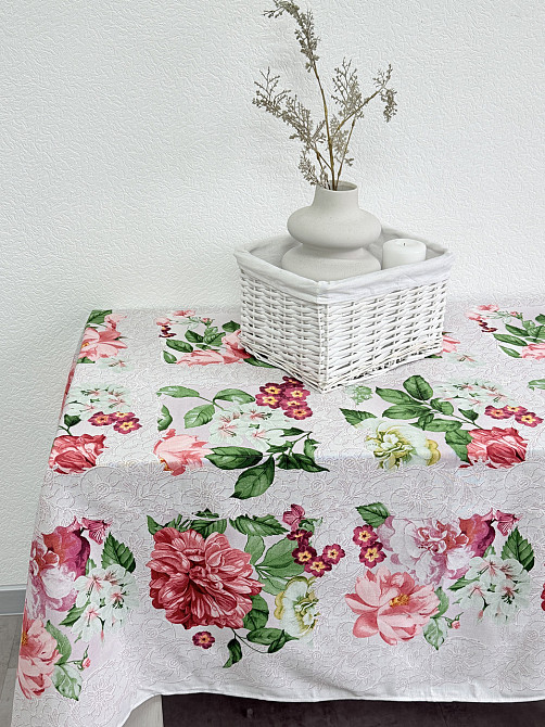 Ecotton Скатертина Ecotton 150х220 см бавовняна з рогожки рожева 29033/2 Літній букет Коломыя - изображение 9
