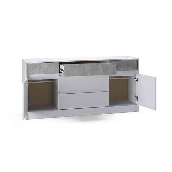 Большой комод с дверью и ящиками Эверест Стайл-1600 160,2х39х75,4 см Нимфея Альба (белый)/Бетон (DTM-071158) Днепр