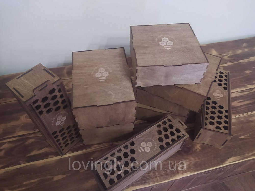 Коробка пенал для меда  26/7/7 см из фанеры . Коробка для презентации  продуктов пчеловодства. Ирпень - изображение 4