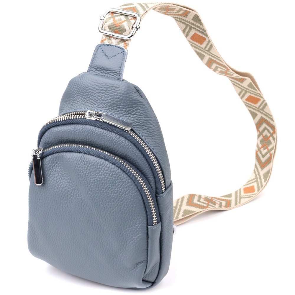 Універсальна жіноча сумка-слінг із натуральної шкіри Vintage 22937 Синій Київ - фото 1