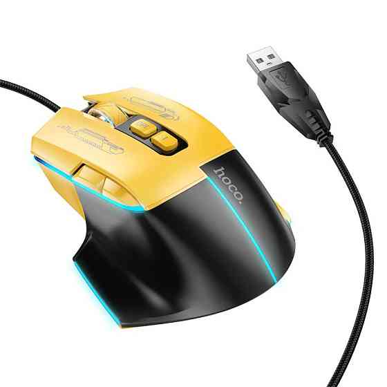 Миша HOCO GM31 Overlord luminous gaming wired mouse Black Yellow Одеса