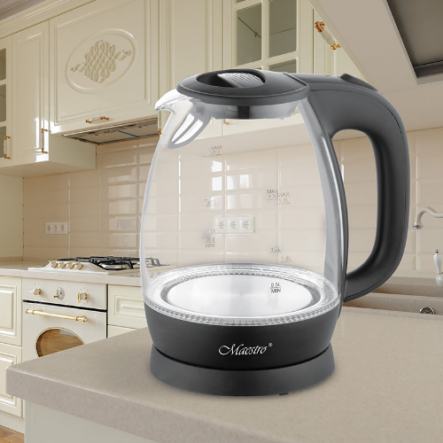 Електрочайник 1,7л 1370-1630W скло (диск) чорний MR-063-BLACK Maestro Житомир