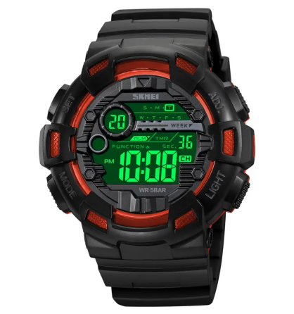 Часы мужские спортивные наручные Skmei 2110 (Черный с оранжевым) Киев